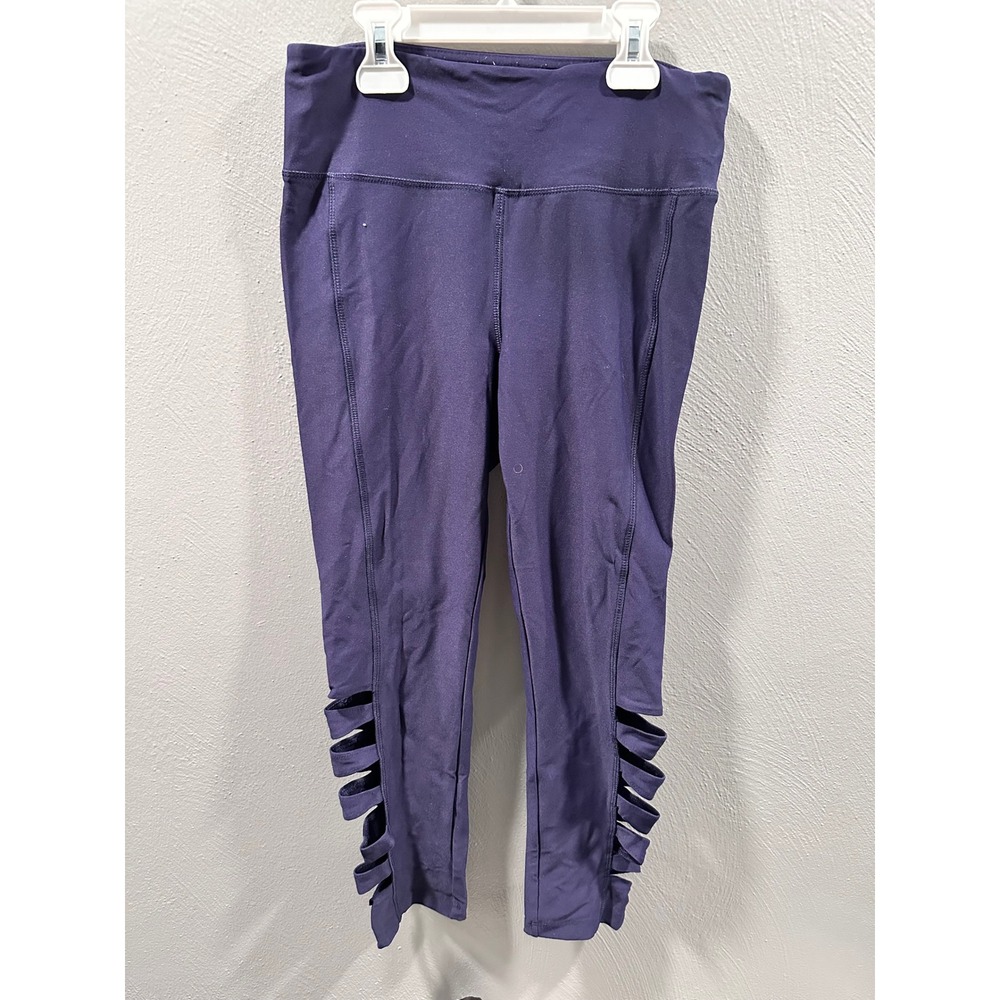 ABS by Allen Schwartz Womens Purple Lattice Cut Out Cropped Leggings Size Medium
